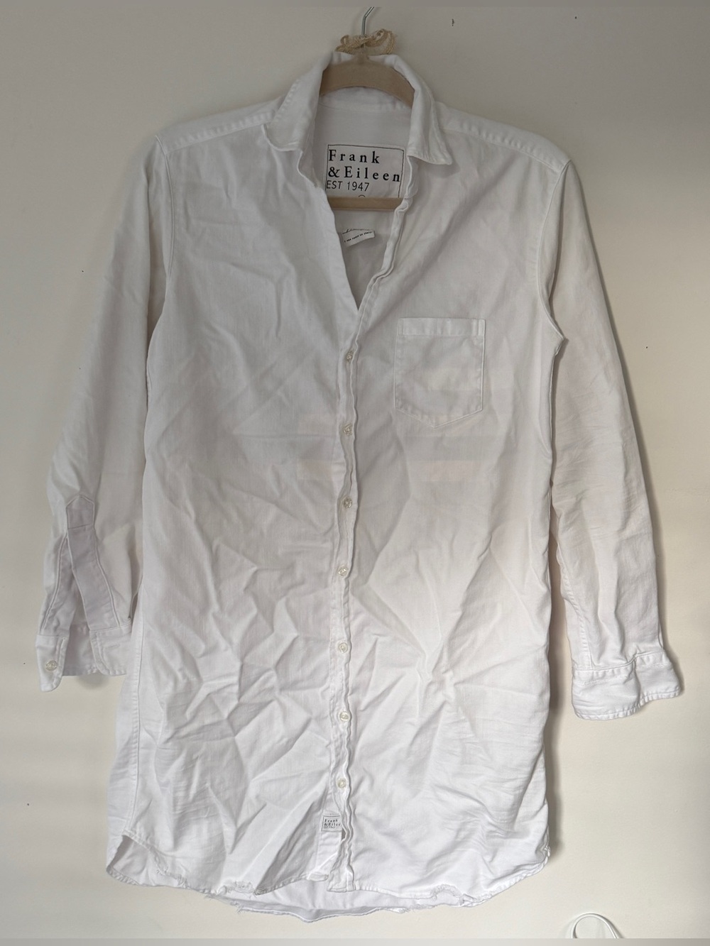 Frank & Eileen Mary Classic Shirt Dress White Famous Denim XXS Italian Woven